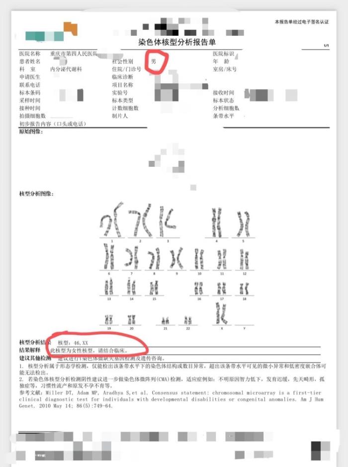 多年求子不得，中年男子查出染色体竟是“女儿身”